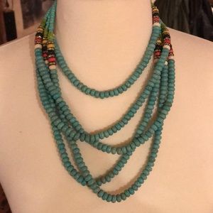 Turquoise colored Howlite necklace.
